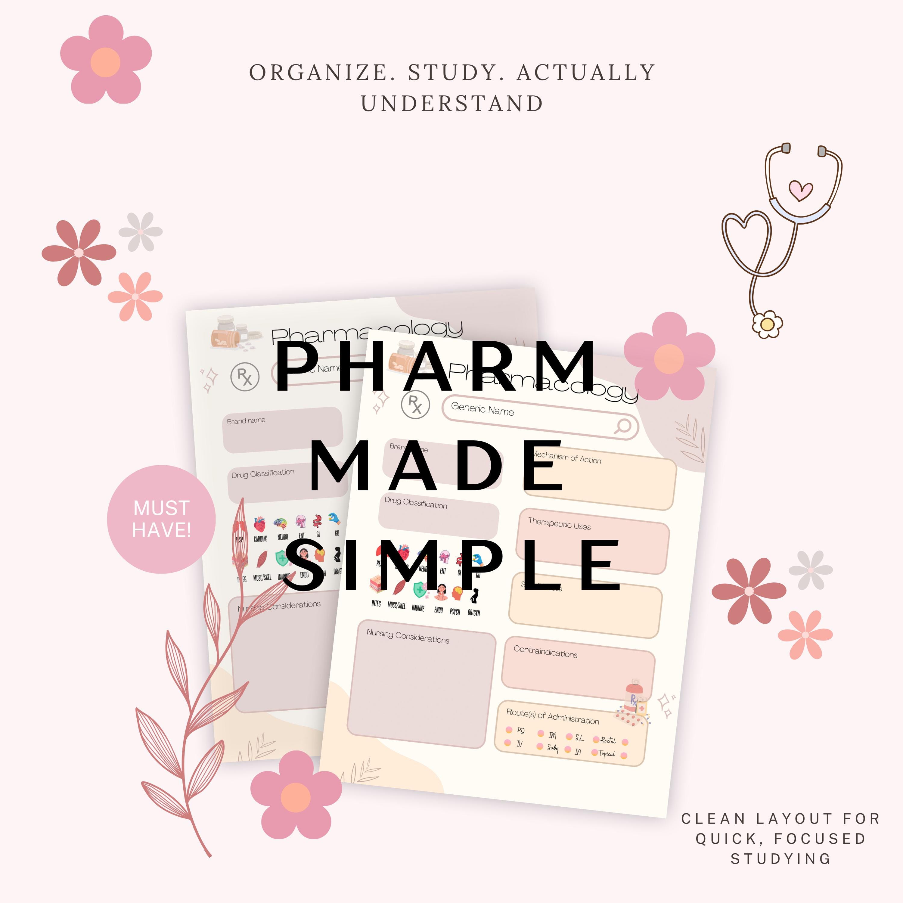 Nursing School Clinical Tool - Pharmacology Printable Worksheet - Nursing Student - Etsy