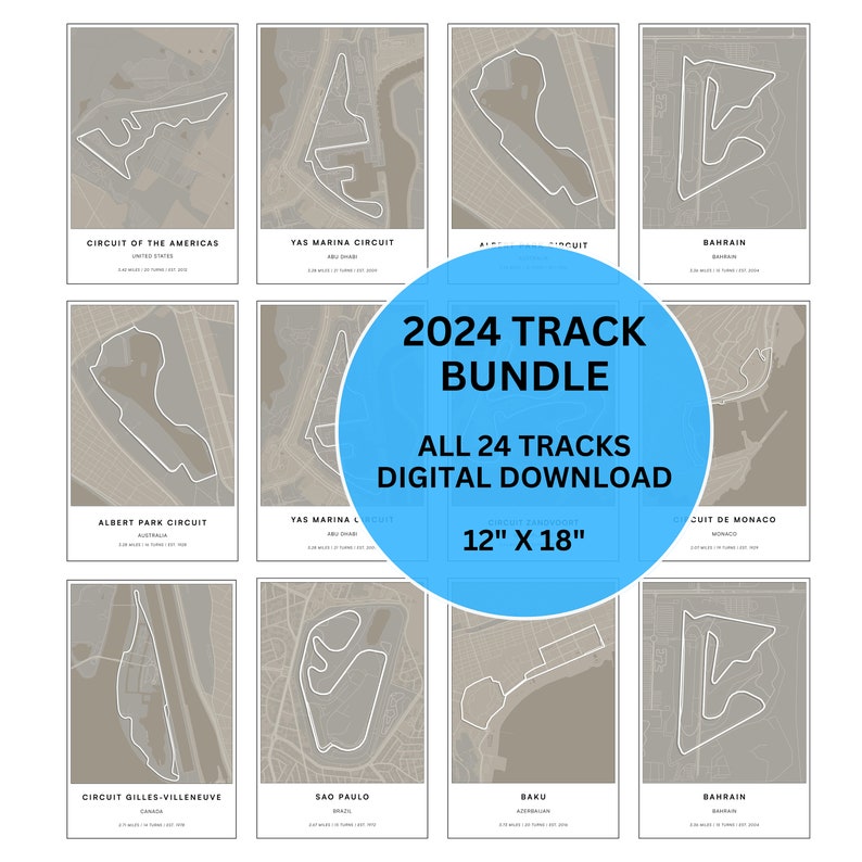 Formula 1 Posters 2024 Season Formula 1 Poster Bundle F1 Track Poster