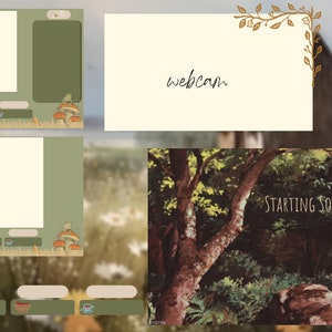 Cottage core  Static Twitch Stream Overlays| Aesthetic, Beige, Soft Scene (Free Alerts, Starting Animated Screen)