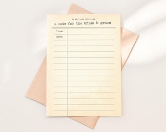 Library Card Advice Cards: Book Themed Wedding Guestbook (Canva Template) (PDF Download)