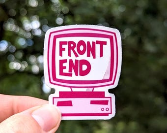 フロントエンドコードステッカー - レトロスタイルのWeb開発者向けビニールデカール、ソフトウェアエンジニアへのプログラマーギフト