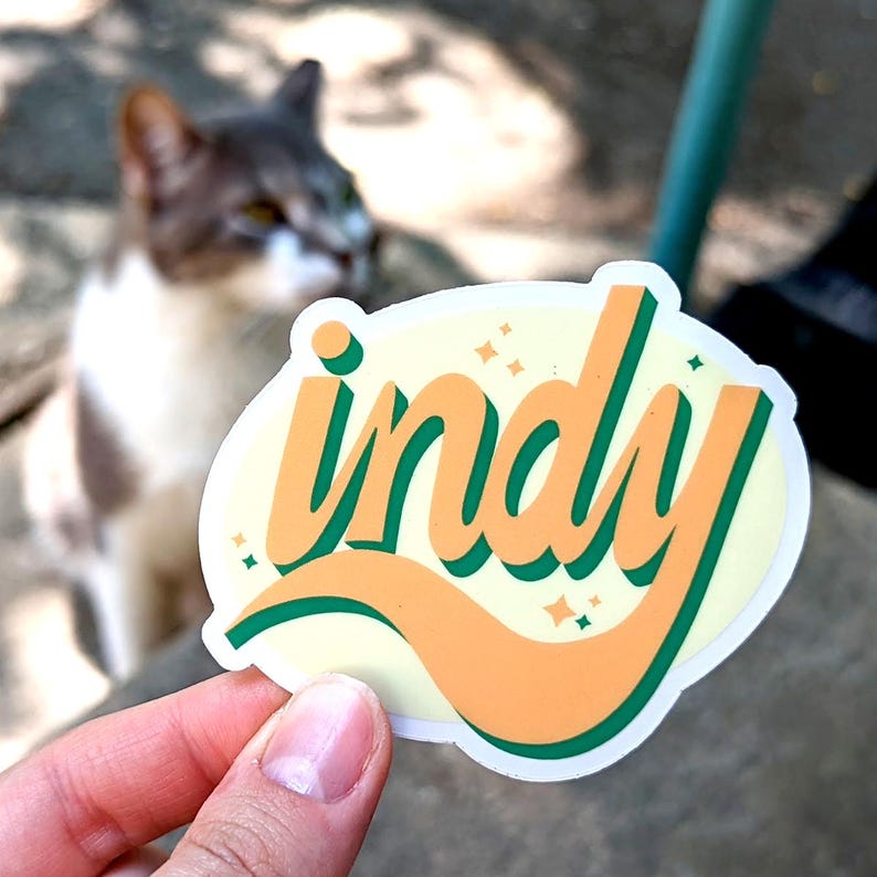 Indy Script Sign Yellow Indy Hand-lettered Sticker - Indianapolis Clear Vinyl Decal ...