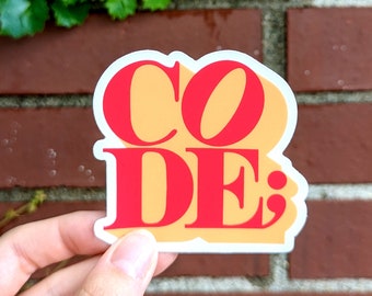 Code Sticker, Vinyl Programming Decal, Computer Science and Developer Gift, Geek and Nerd Decor, Decal for Laptops, Notebooks, Water Bottles
