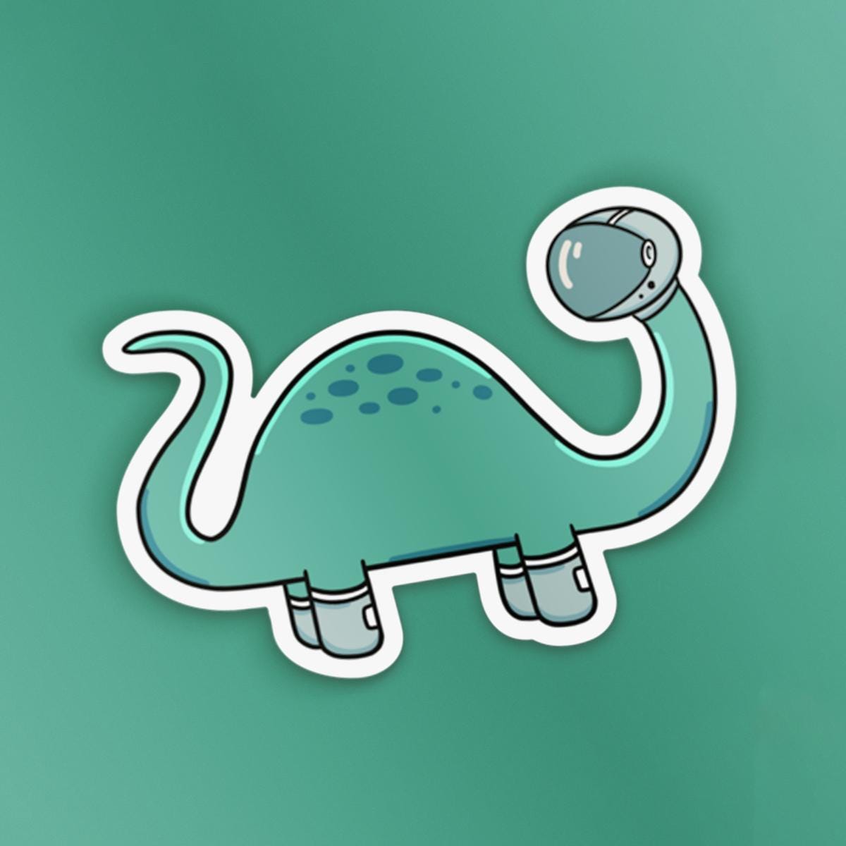Green Brontosaurus Astronaut Sticker: Funny Space Dinosaur Decal - Etsy