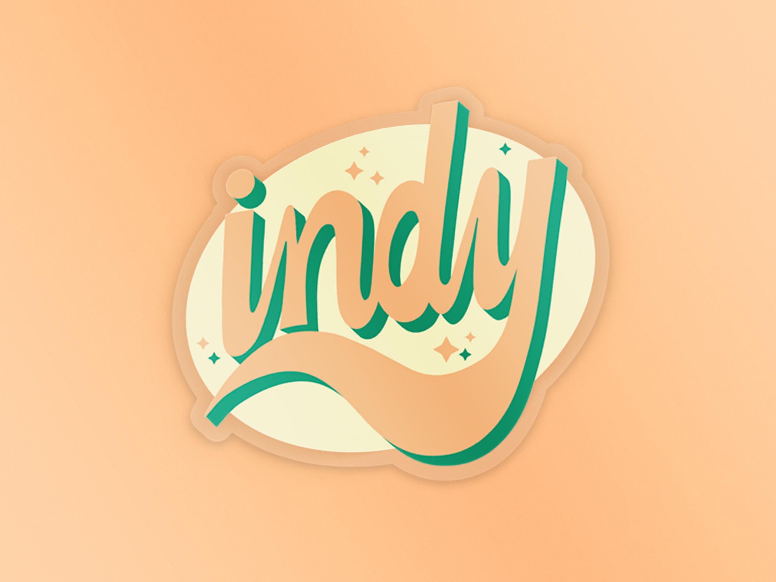 Indy Script Sign Yellow Indy Hand-lettered Sticker - Indianapolis Clear Vinyl Decal ...