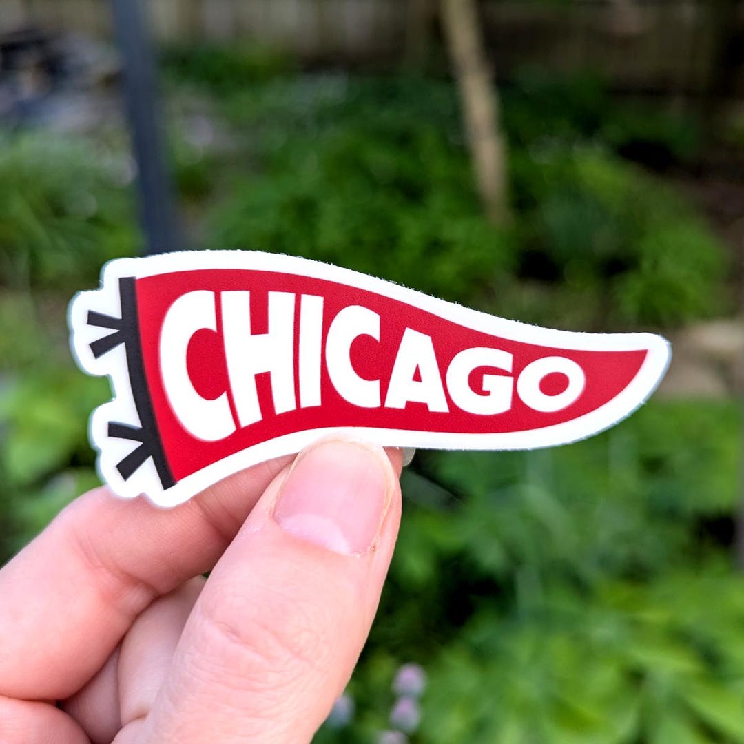 Chicago Pennant Sticker: Red & Black Waterproof Vinyl Decal - Etsy