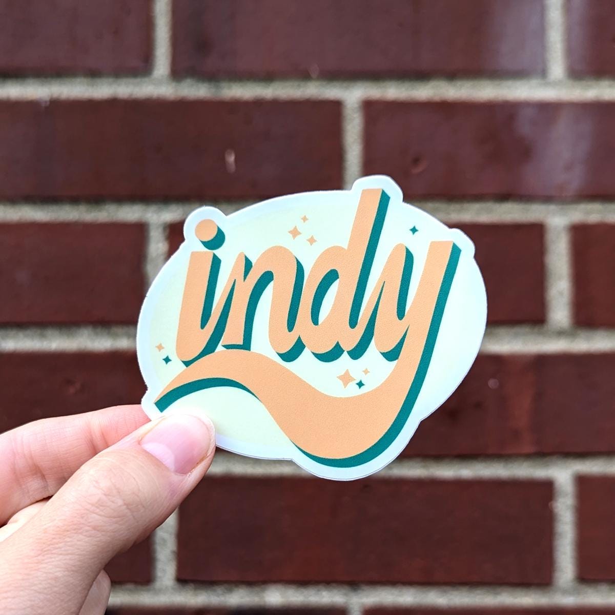 Indy Script Sign Yellow Indy Hand-lettered Sticker - Indianapolis Clear Vinyl Decal ...