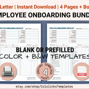 Set of 4 PRINTABLE New Hire Checklist, Employee Onboarding Checklist, Onboarding Template, HR ...