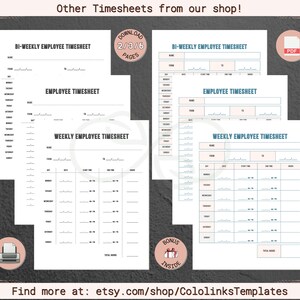 Set of 3 PRINTABLE Employee Timesheet Bundle, Time Tracker, Employee ...
