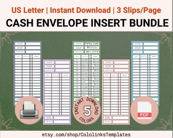 Set of 5 PRINTABLE Cash Envelope Inserts, Budgeting Inserts, Cash Trackers, Printable inserts, Cash Spending Log, Spending Tracker V1