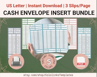 Set of 5 PRINTABLE Cash Envelope Inserts, Budgeting Inserts, Cash Trackers, Printable inserts, Cash Spending Log, Spending Tracker V1