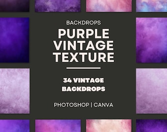 34 fondos vintage morados: fondos de alta resolución para Canva y Photoshop / Descarga instantánea