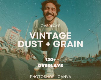 120+ Film Texture & Overlays | Dust Scratch Grain Effects, Cinematic Retro Textures, Photoshop Photo Overlays Pack, Vintage