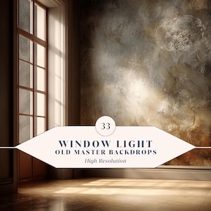 33 Window Light Old Master Backdrops – High-Resolution Sunlit Wall Backgrounds for Canva + Photoshop | Instant Download