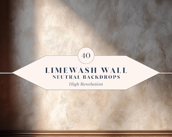 40 Limewash Wall Neutral Backdrops – Light Textured Wall Backgrounds for Canva + Photoshop | Instant Download
