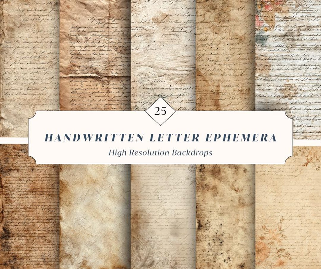 Empherma Script Paper 25 Handwritten Letter Ephemera Backdrops – Vintage Script Paper ...