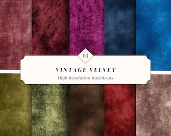 14 Vintage Velvet Backdrops – Rich Textured Fabric Backgrounds in Deep Tones | Instant Download