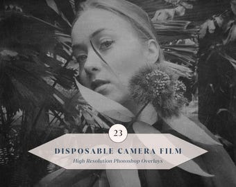 23 Disposable Camera Film Overlays – Vintage Film Grain, Dust & Analog Camera Effects | High-Resolution Photoshop Overlays