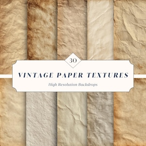 30 Vintage Paper Textures – Aged Backgrounds for Canva + Photoshop | Instant Download