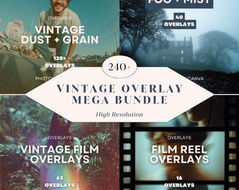240+ Vintage Overlay Mega Bundle – High-Resolution Film, Dust, Fog, and Texture Effects for Photoshop and Canva