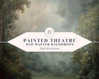 27 Painted Theatre Backdrops – High-Resolution Old Master Landscape Backgrounds | Instant Download