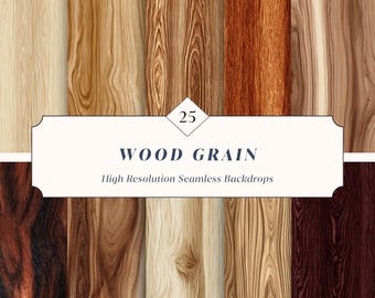 25 Wood Grain Seamless Backdrops – Natural Wood Textures for Canva + Photoshop | Instant Download