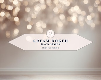 23 Cream Bokeh Backdrops – Soft Light Backgrounds for Photography, Canva + Photoshop | Instant Download