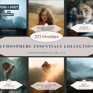 225 Atmosphere Essentials Collection – Fog, Mist, Rain, Window Light & Sun Ray Photoshop Overlays | High Resolution | Instant Download