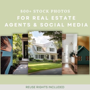Mais de 800 fotos imobiliárias, imagens de interiores, exteriores e estilo de vida em alta resolução para agentes, mídias sociais e uso em marketing