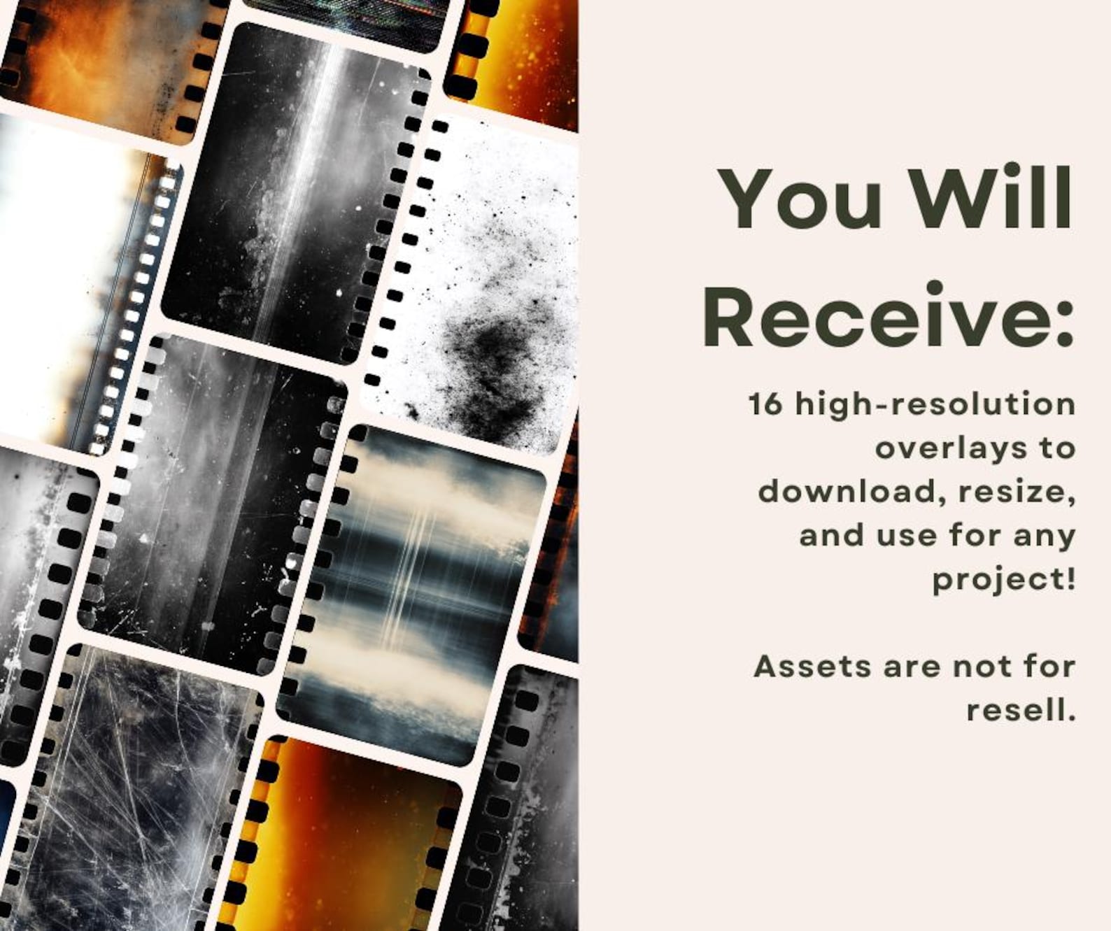 Resolution Overlay 16 Film Reel Overlays – High-resolution Vintage Film Strip Frames, 35mm ...