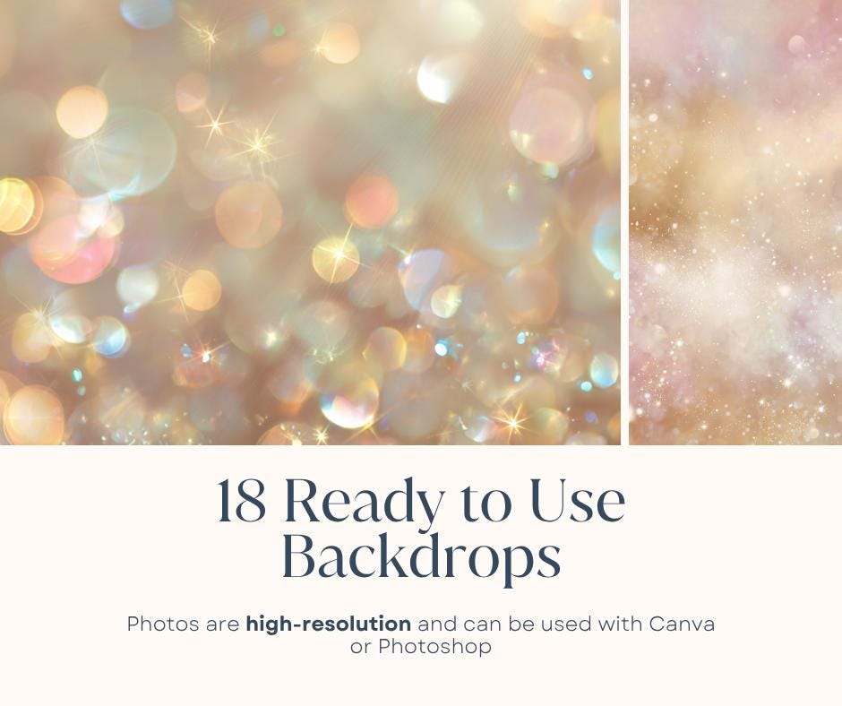 18 Champagne Glow Overlays – High-resolution Golden Light & Sparkle ...