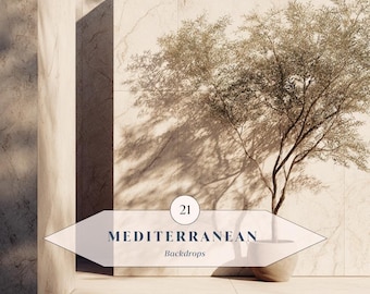 21 Mediterranean Backdrops – Neutral Backgrounds for Photography, Sunlit Mediterranean Wall Backdrops | Instant Download