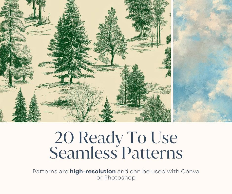 20 Seamless Woodland Patterns – High-resolution Nature-inspired Repeat ...