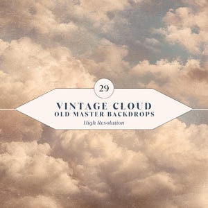 29 Vintage Cloud Old Master Backdrops – Painterly Sky Backgrounds for Photography, Canva + Photoshop | Instant Download