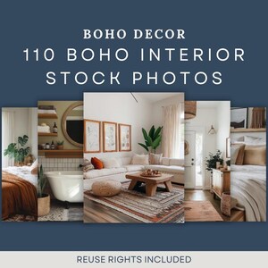 110 fotos de interiores boho, imagens de alta resolução de estilo de vida e decoração para casa para branding, mídia social e conteúdo de site