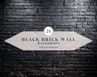 24 Black Brick Wall Backdrops – Dark Industrial Brick Textures | Instant Download