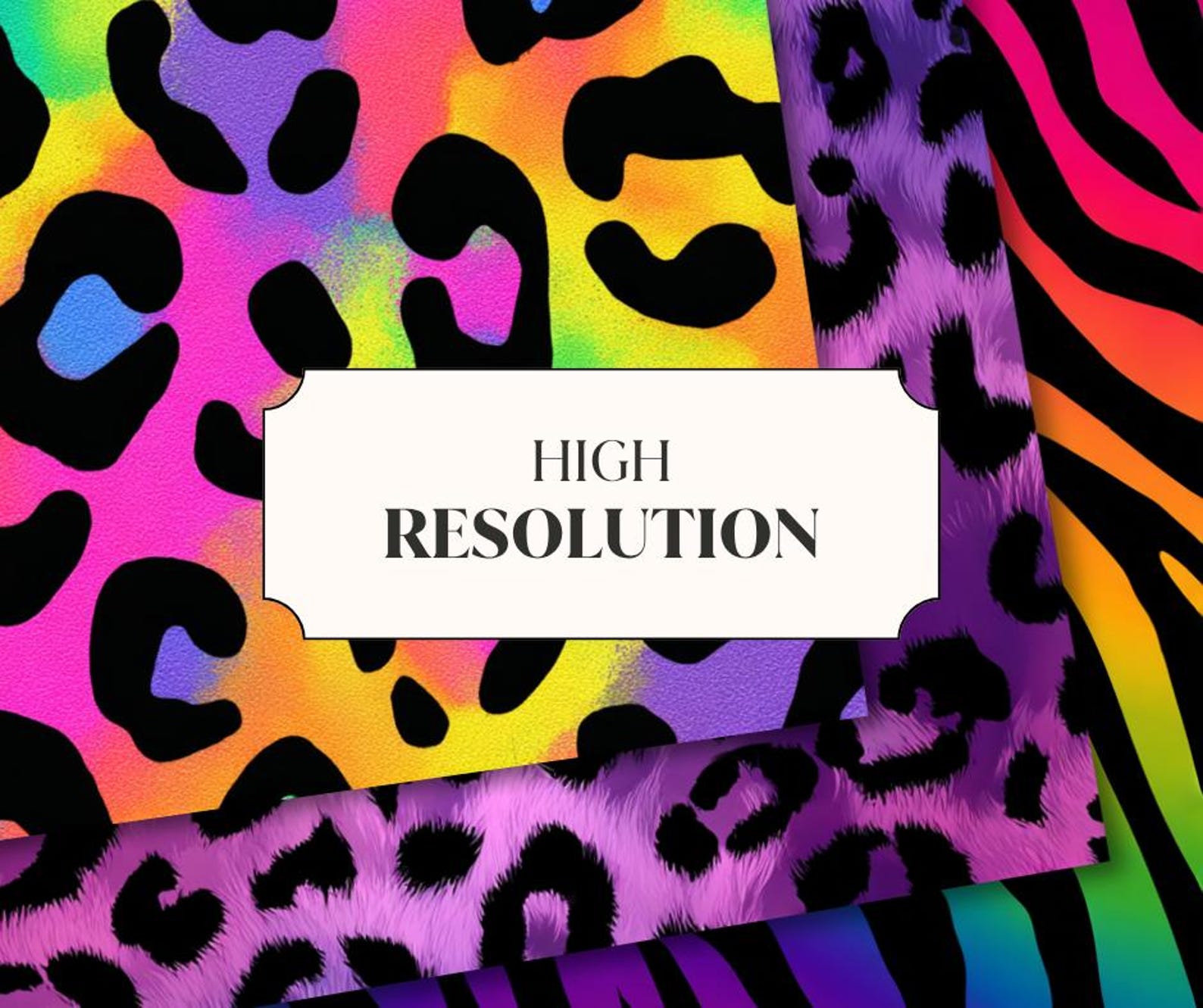 19 Rainbow Animal Print Seamless Backdrops – Neon Leopard & Zebra ...