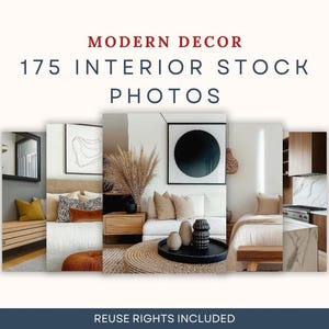 175 fotos de interiores modernos, imagens de alta resolução de estilo de vida e decoração para casa para branding, mídia social e conteúdo de site