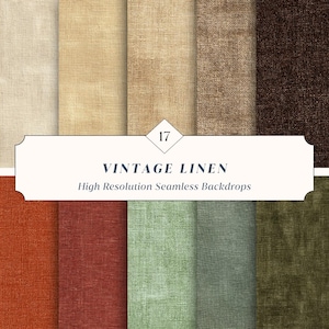 17 sömlösa vintage-linnebakgrunder – neutrala tygtexturer för Canva + Photoshop | Direktnedladdning