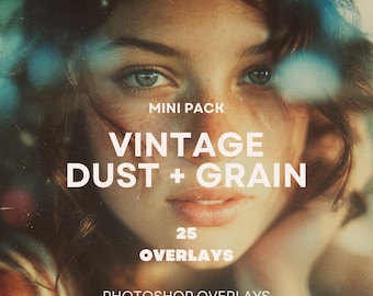 25 Film Texture & Overlays | Dust Scratch Grain Effects, Cinematic Retro Textures, Photoshop Photo Overlays Pack, Vintage