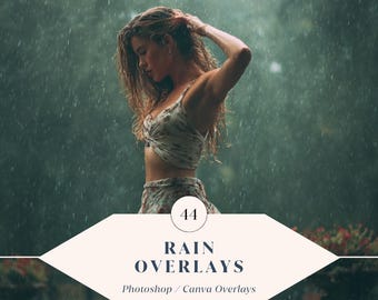 44 Rain Overlays - Realistische Regen- & Sturmeffekte für Photoshop + Canva