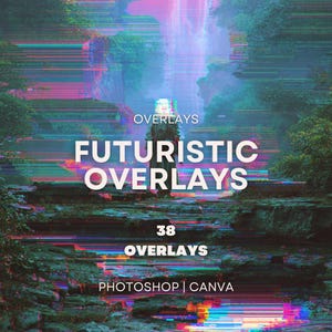 38 futuristiska överlägg – högupplösta glitch, digital distorsion, cyberpunk-textur och retro-skanning | Digital nedladdning