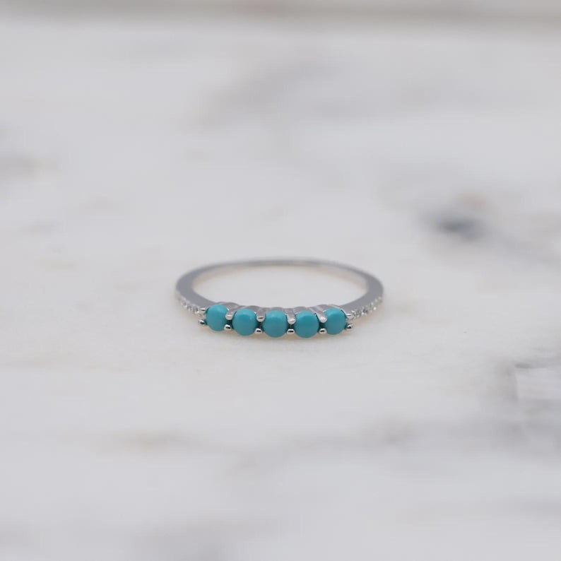 Turquoise Stackable Rings Sleeping Beauty Turquoise Stacking Ring: Sterling Silver Half Eternity ...