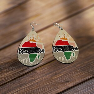 Black Queen ,Afrocentric  earrings, African prints Black Girl Magic,Teardrop Earrings