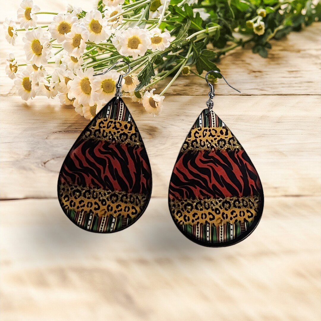 Afrocentric Earrings, African Prints Black Girl Magic,teardrop Earrings ...