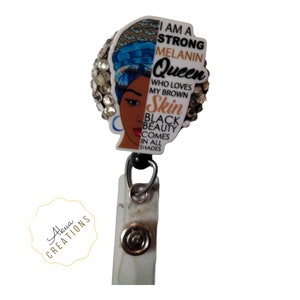 Afro Nurse Badge Reel, Melanin Retractable ID Badge Holder, Afrocentric Healthcare Gift, Black Nurse Gift, Custom CNA Badge Accessory