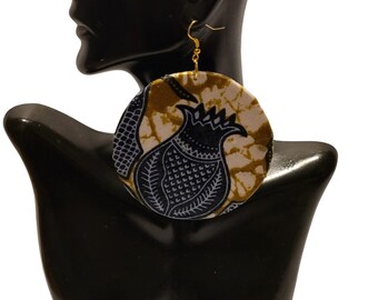 Afrocentric Fabric and wood Earrings