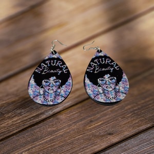 Natural Beauty ,Afrocentric  earrings, African prints Black Girl Magic,Teardrop Earrings