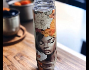 Chain Purse Floral Majesty Afrocentric Tumbler,Afrocentric Woman  20oz Tumbler