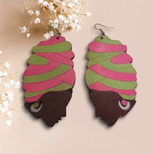 Bold and Beautiful: Afrocentric Artistry Earrings  Silhouette Wood Earrings Africa Wooden Earrings